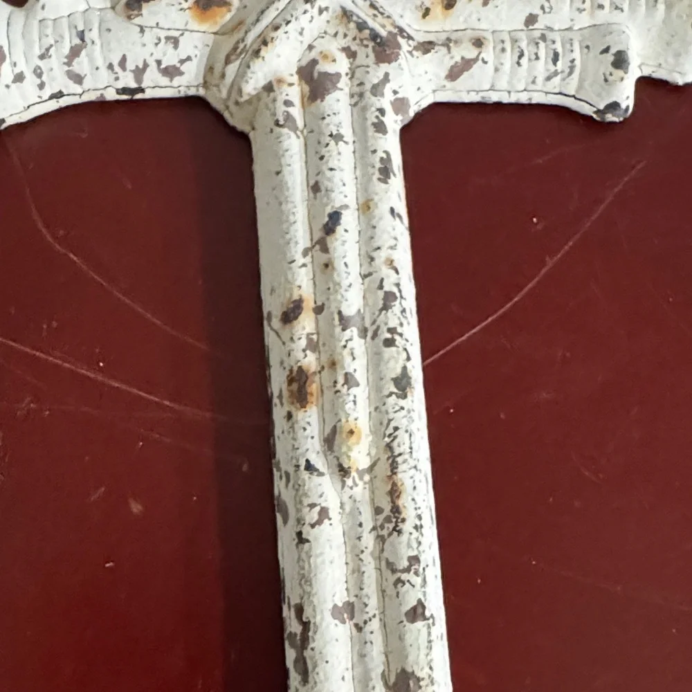 Distressed Iron White Cross Wall Decor